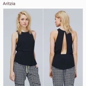 Aritzia Wilfred Filles open-back peplum top in orange/coral